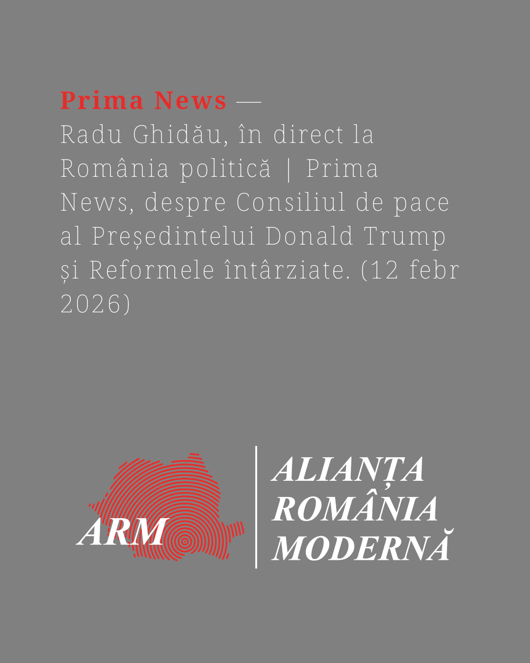 Apariții în presă 12 februarie 2026 [Prima News]